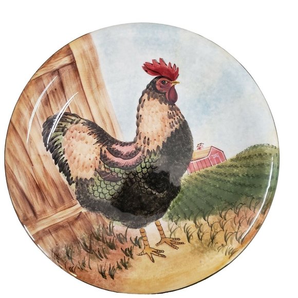David Carter Brown Set of 2 On The Farm 8 Inch Rooster/Hen Plates-Sakura - Picture 3 of 7
